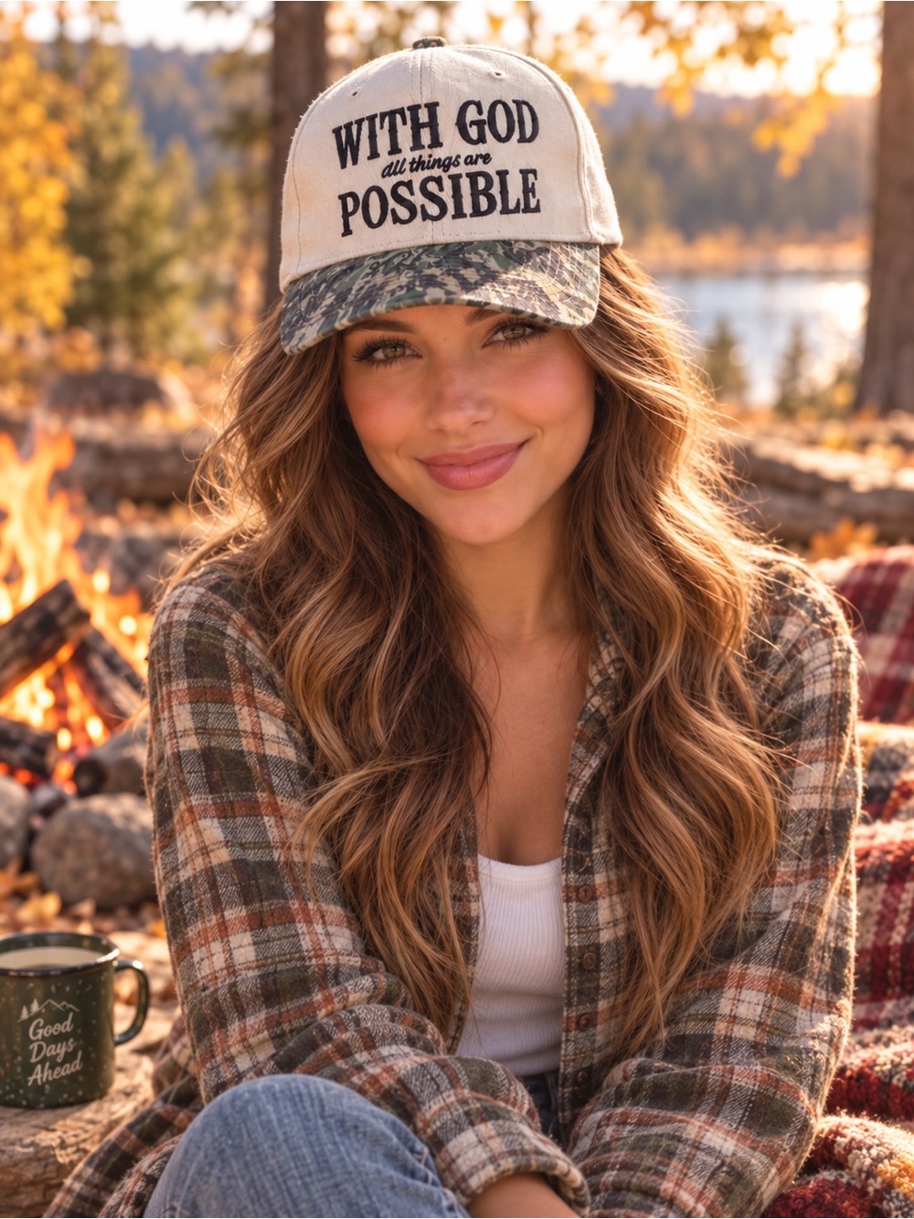 🆕 With God All Things Are Possible Camo Christian Faith Hat